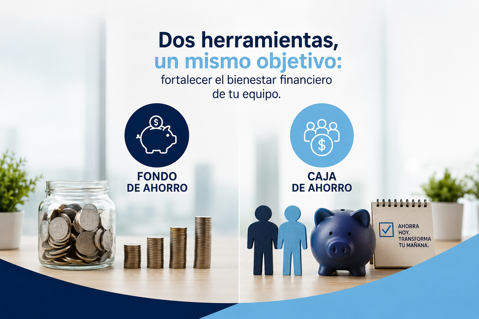 Comparativa conceptual entre fondo de ahorro empresarial y caja de ahorro para colaboradores bajo el marco legal en México.