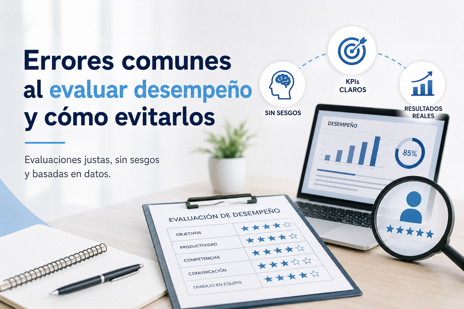 Guía corporativa para identificar y corregir los errores comunes al evaluar desempeño en las empresas.